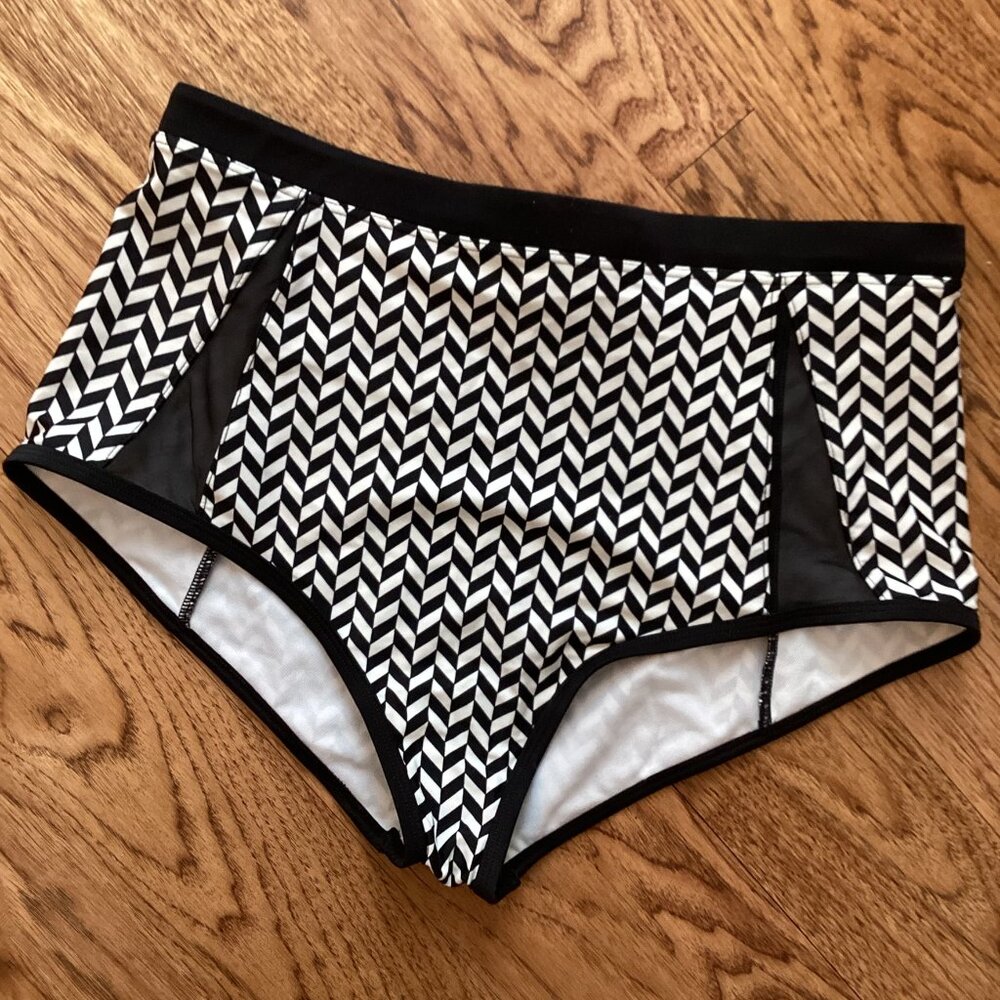 NEW! Swimsuits for All Bikini Swim Bottoms Black Chevron SIZE 18 BEACH POOL
